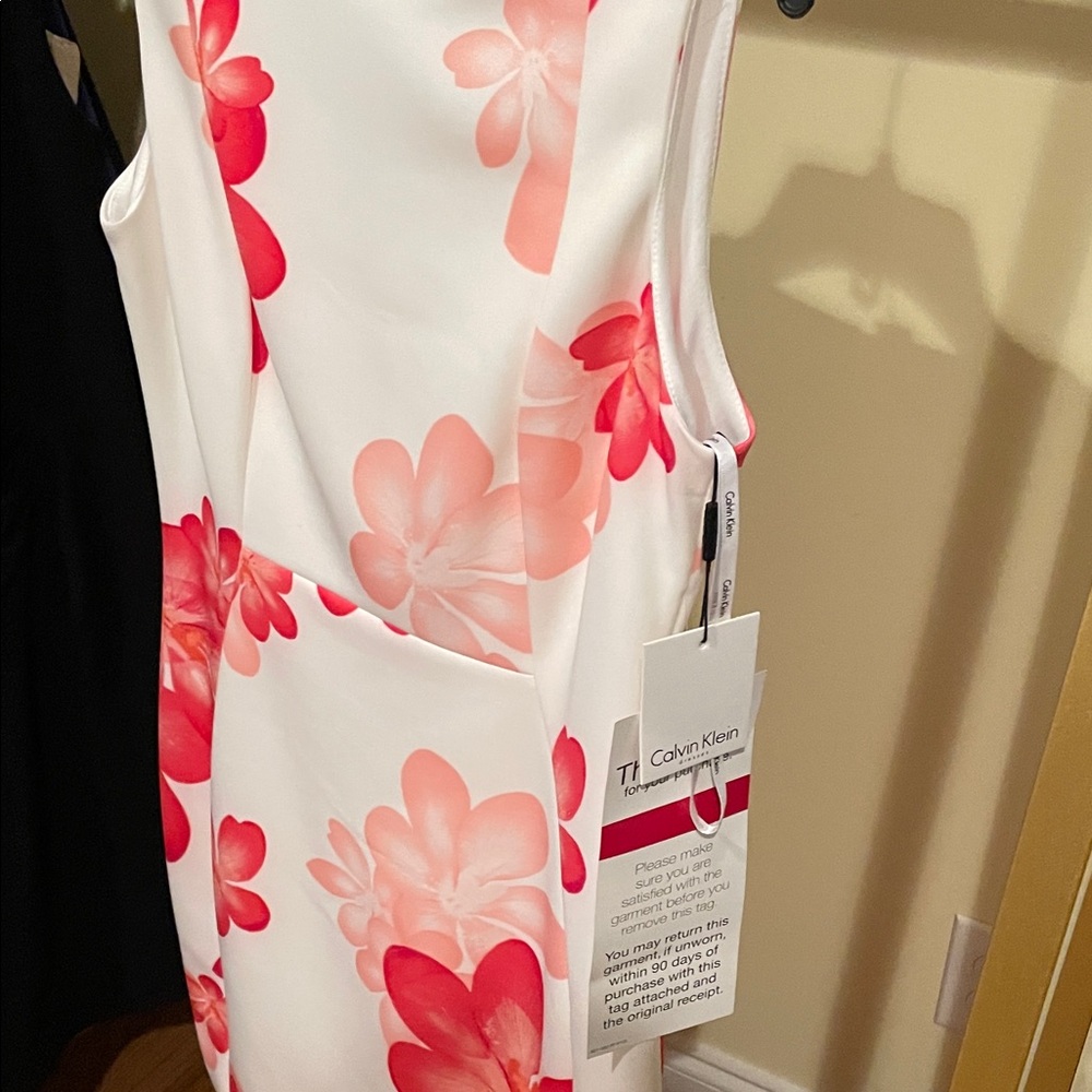 Calvin Klein White and Pink Floral Mini Dress - Picture 3 of 4